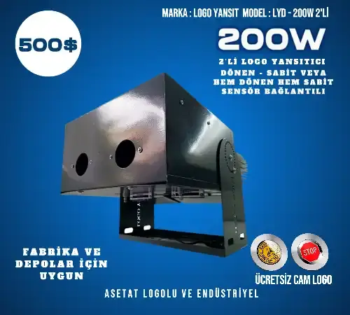Logo Yansıtıcı 200W 2’Lİ Dönen,Sabit veya Sensörlü