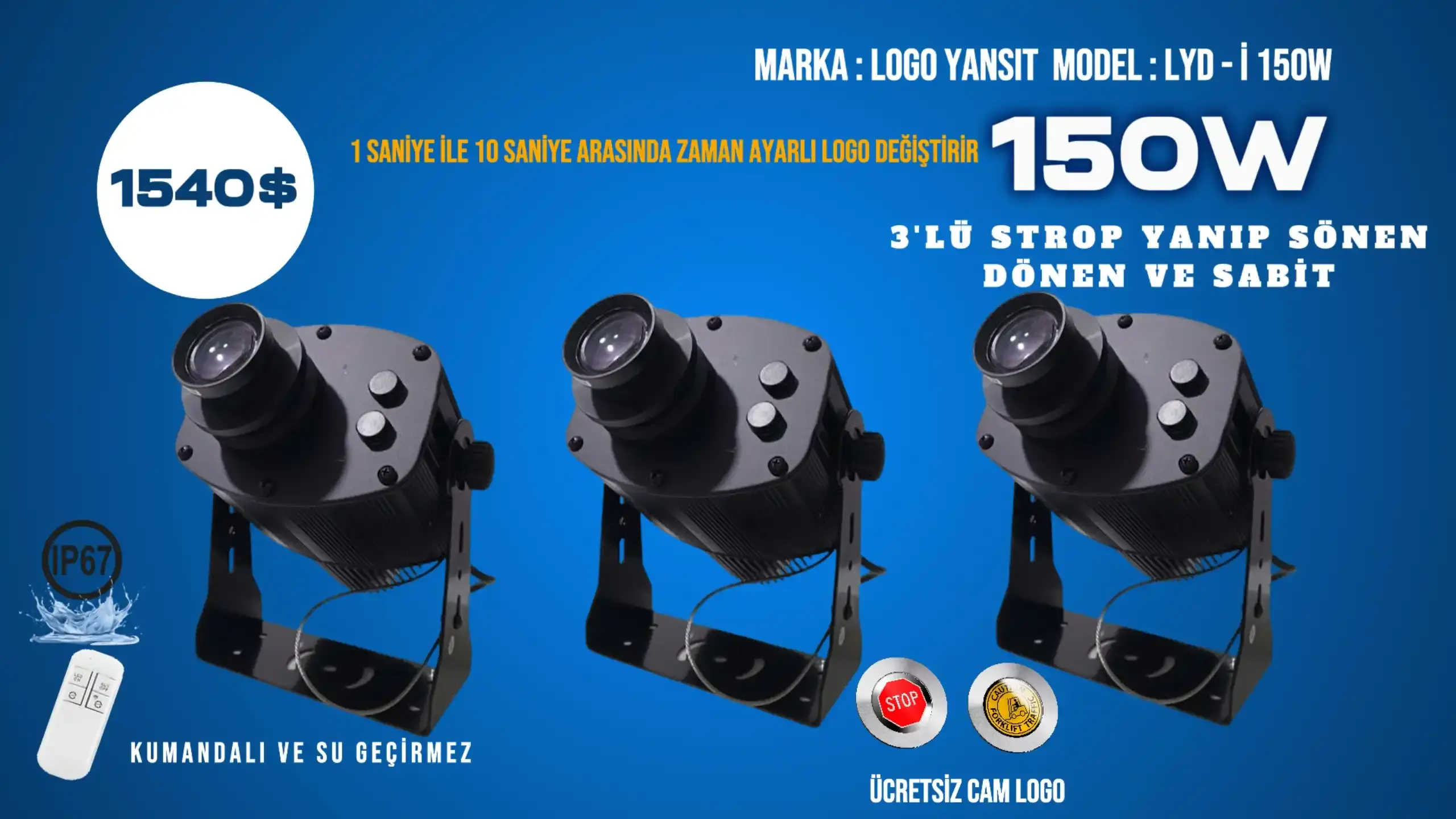 Strop Yanıp Sönen LYD-i150W Gobo Yansıtıcı | Ekstra Güçlü Işıkla Maksimum Etki
