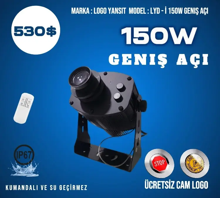 Geniş Açı LYD-i150W Gobo Yansıtıcı | Kaldırıma Logo Yansıtma Cihazı