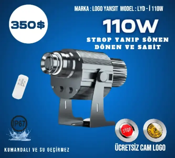 Strop Yanıp Sönen LYD-i110W Logo Projektör | Maksimum Güç ve Görünürlük